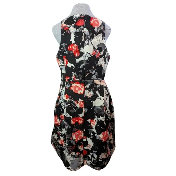 Lord & Taylor szXL foam scuba floral black fit & flare midi retro dress VGUC - Picture 2 of 8